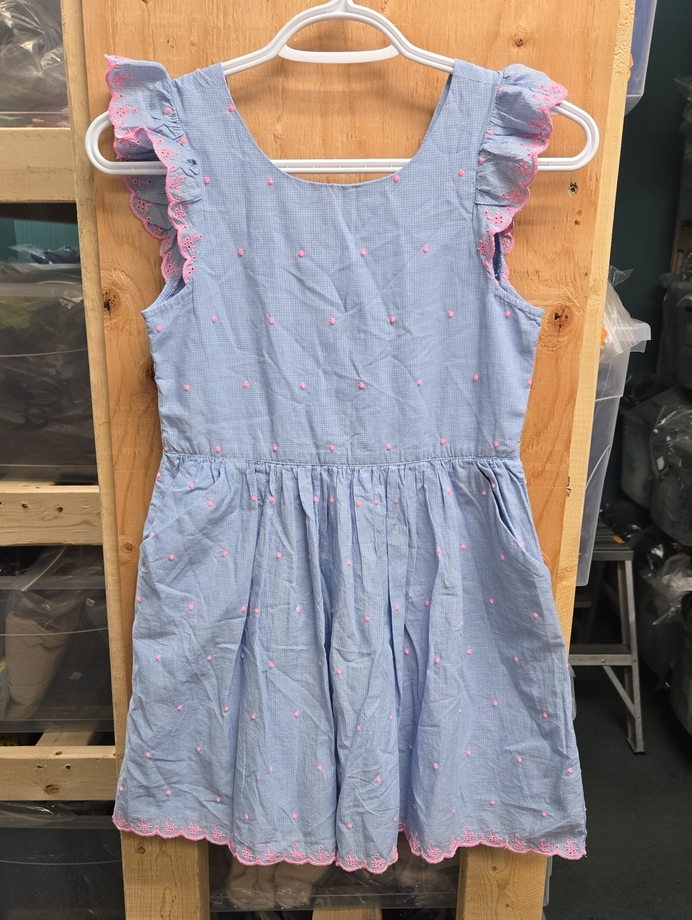 GAP Kids Size M Regular Blue and Pink Ruffle Dress